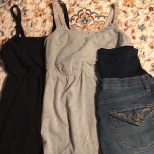 (2) maternity/nursing tanks and shorts